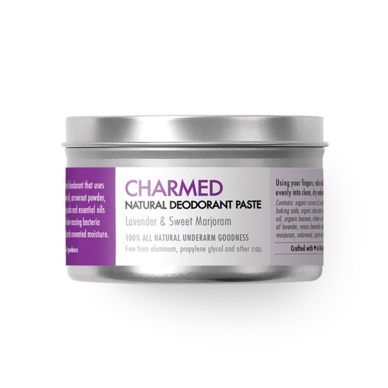 Natural Deodorant with Lavender and Sweet Marjoram - Charmed - Chemical free. Aluminum Free. Paraben Free. Made in Canada.